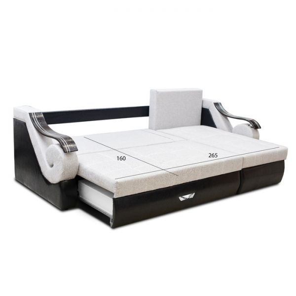 Диван «Дубаи 2» с оттоманкой, ППУ, правый угол, цвет монтана 273 / астор 900 / султан блю