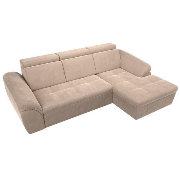 Угловой диван «Мисандра», механизм дельфин, велюр, цвет бежевый