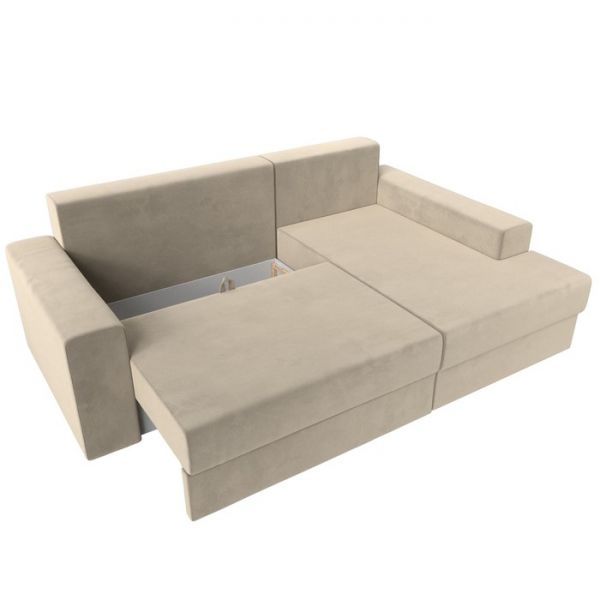 Угловой диван «Мэдисон», механизм еврокнижка, микровельвет, цвет коричневый