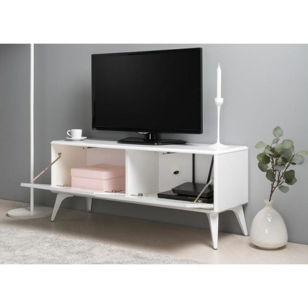 Тумба под ТВ Спейс 13.269, 1088х336х457, Белый/Белый глянец МДФ