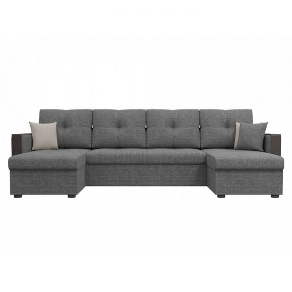 П-образный диван «Валенсия», механизм дельфин, рогожка, цвет серый