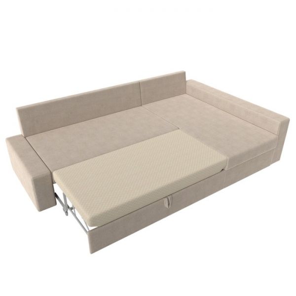 Угловой диван «Версаль», механизм дельфин, рогожка, правый угол, цвет бежевый