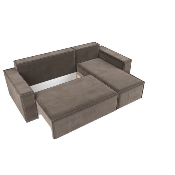 Угловой диван «Куба», механизм еврокнижка, велюр, цвет бежевый