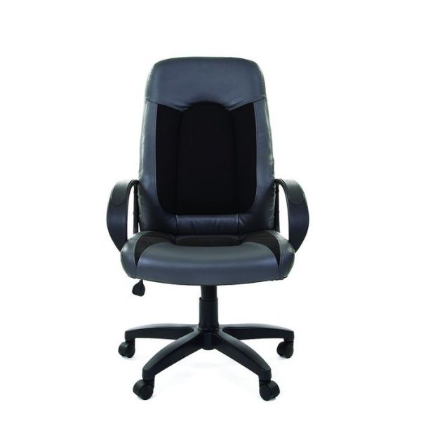 Кресло руководителя Chairman 429 экопремиум серый+ткань 10-356 черная