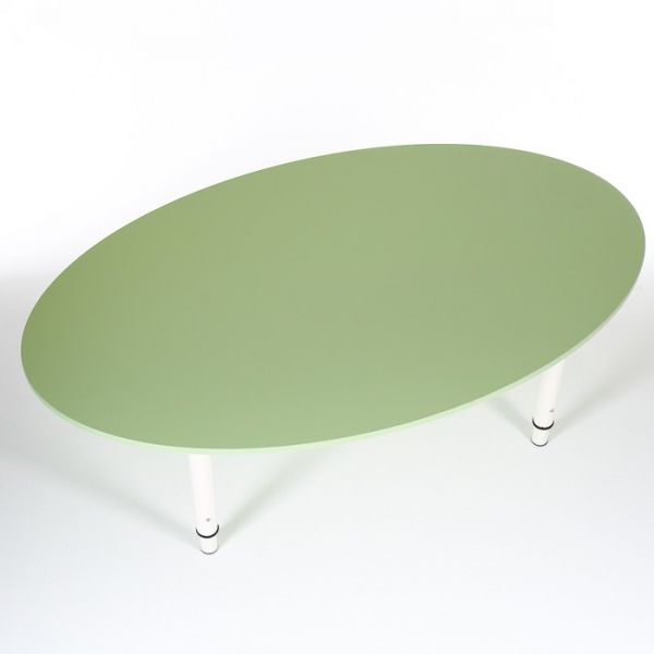 Стол Овальный растущий гр.0-3 на металлокаркасе, Зеленый степной