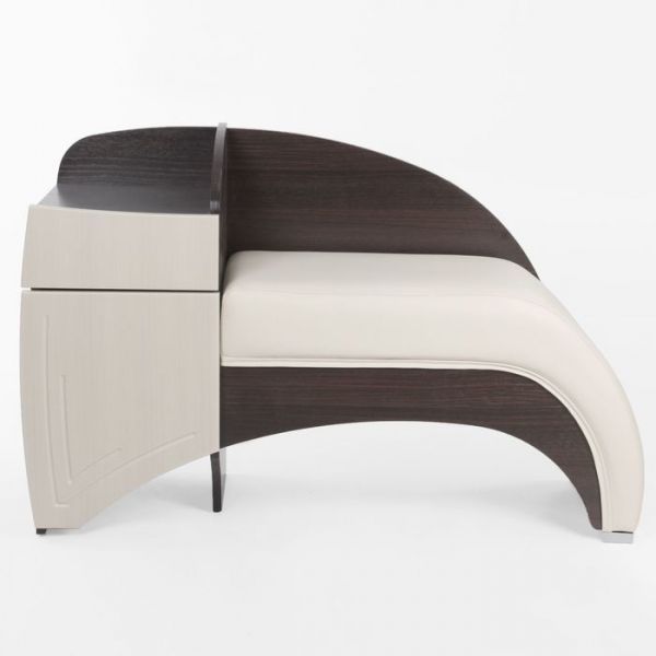 Диванчик с тумбой 1110х380х700 Венге/МДФ-Лен Белый  Кож.зам бежевый исполнение левое