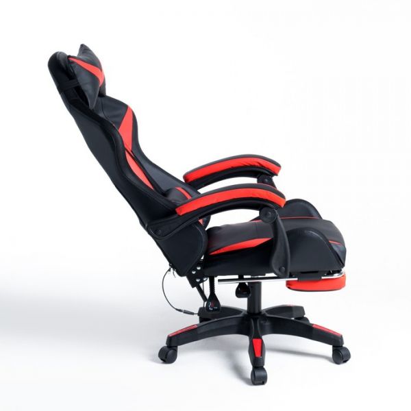 Кресло игровое SL™ ZEUS YS-900 черно-красное, с подсветкой и подставкой для ног