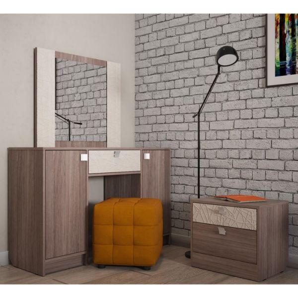 Столик туалетный с зеркалом СТ-4 1480х1200х400 Дуб молочный/Ясень Шимо Темный