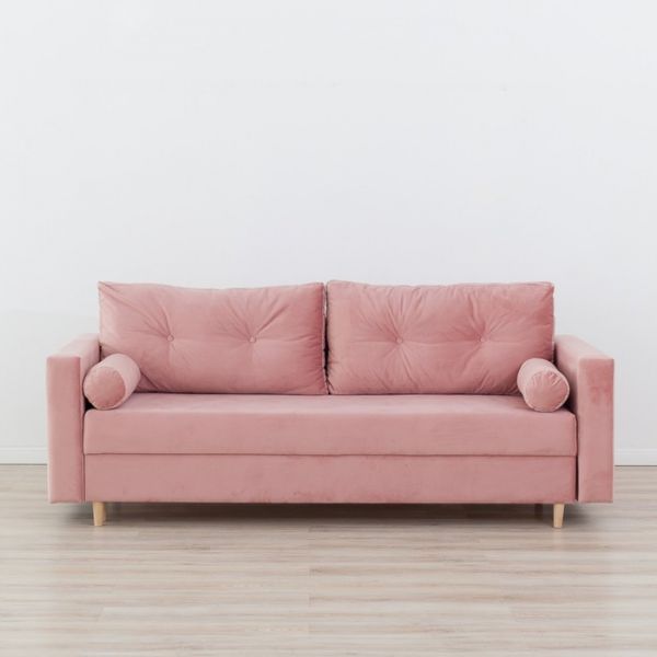 Прямой диван «Киото», механизм еврокнижка, велюр, цвет бежевый