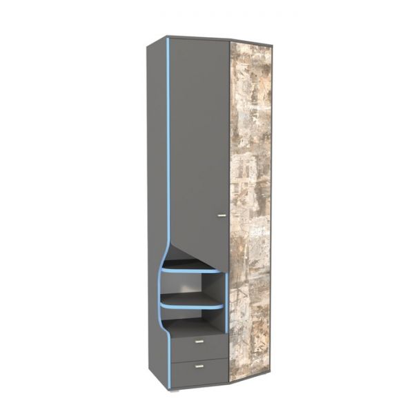 Шкаф 2х ств Индиго 10.19, 749х509х2196, Темно-серый/Граффити