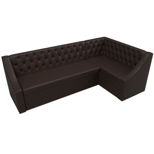 Кухонный угловой диван «Мерлин», механизм дельфин, экокожа, цвет коричневый
