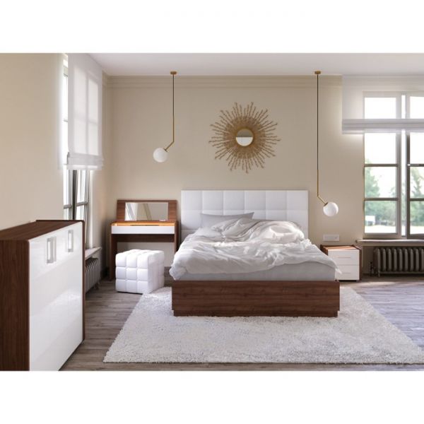 Комод Камея 10.99, 1300х413х1040, Орех селект каминный/Белый глянец