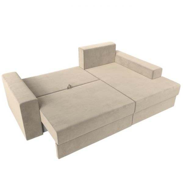 Угловой диван «Мэдисон», механизм еврокнижка, микровельвет, цвет коричневый