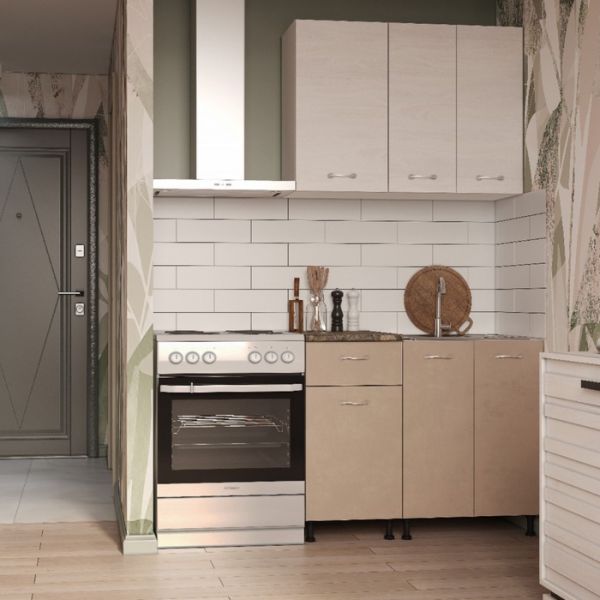 Кухонный гарнитур «Моника», 1000 мм, цвет ясень анкор светлый / мокко / королевский опал