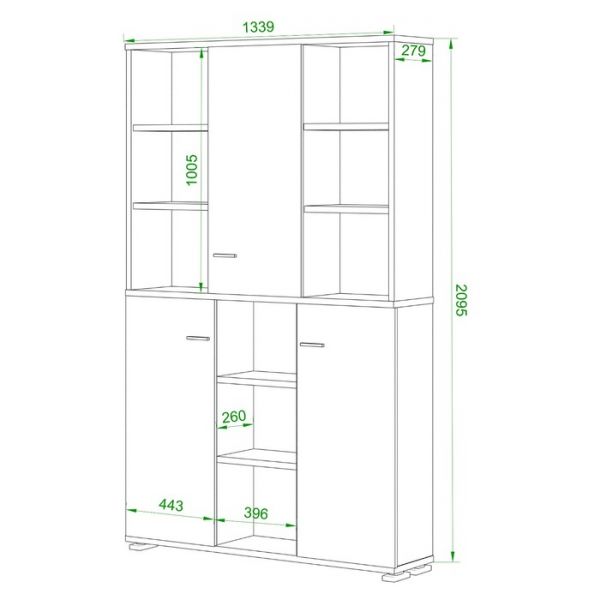Стеллаж, 1340 ? 300 ? 2130 мм, цвет карамель