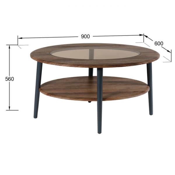 Стол журнальный «Эль», со стеклом сжс-01, 900 ? 600 ? 480 мм, цвет дуб сонома