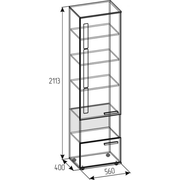 Шкаф Crown 1, 560 ? 400 ? 2113 мм, цвет дуб золотистый / графит