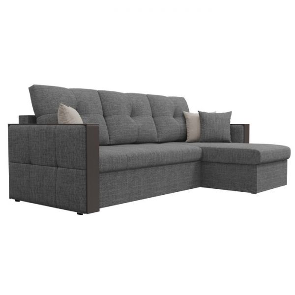 Угловой диван «Валенсия», механизм дельфин, рогожка, цвет серый